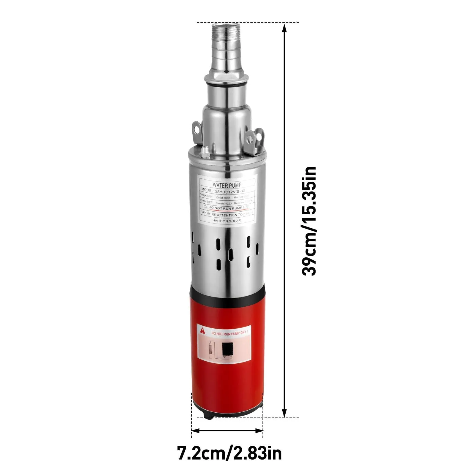 12V Stainless Steel Submersible Pump Deep Well Water DC Pump 1500L/H Durable