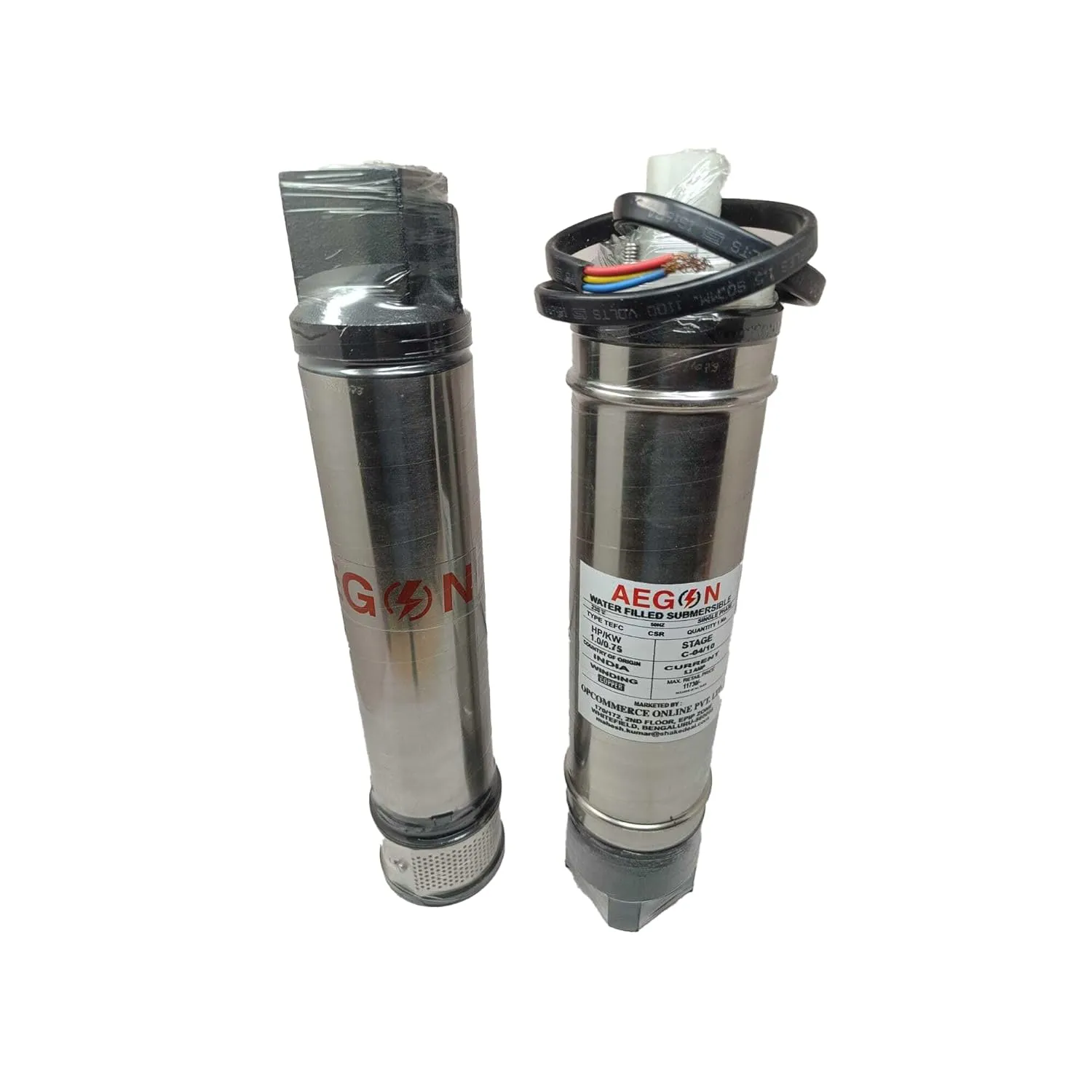Aegon HydroMax Series 1 HP Borewell Submersible Pump, Water Filled, 10 Stage Pump, 42 Meter Head, 5000 LPH