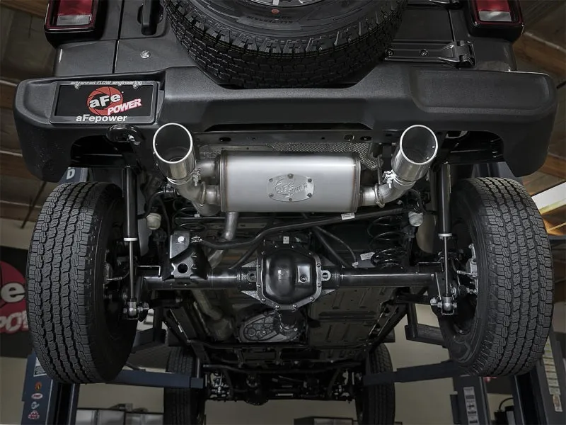 AFE Rebel Series Axle-Back Exhaust System (Polished Tips): Jeep Wrangler JL 2018 - 2024 (2.0L I4 / 3.6L V6)