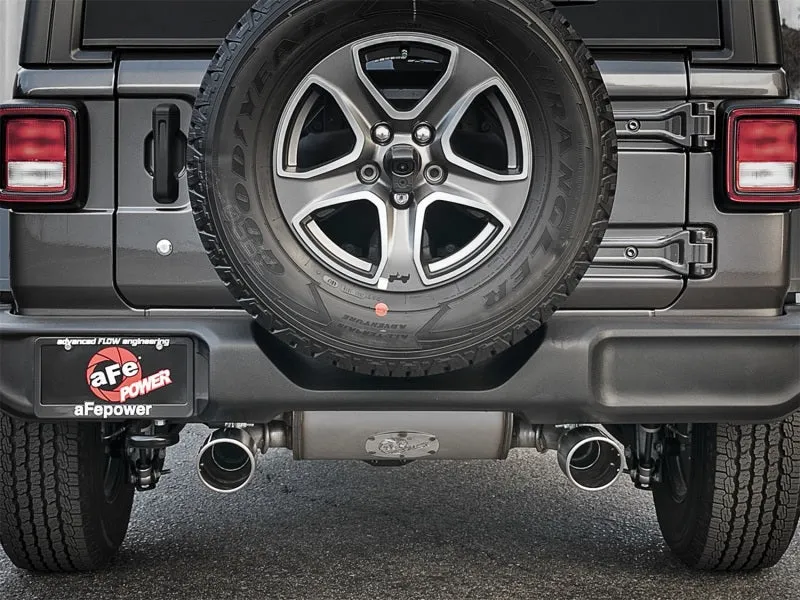 AFE Rebel Series Axle-Back Exhaust System (Polished Tips): Jeep Wrangler JL 2018 - 2024 (2.0L I4 / 3.6L V6)