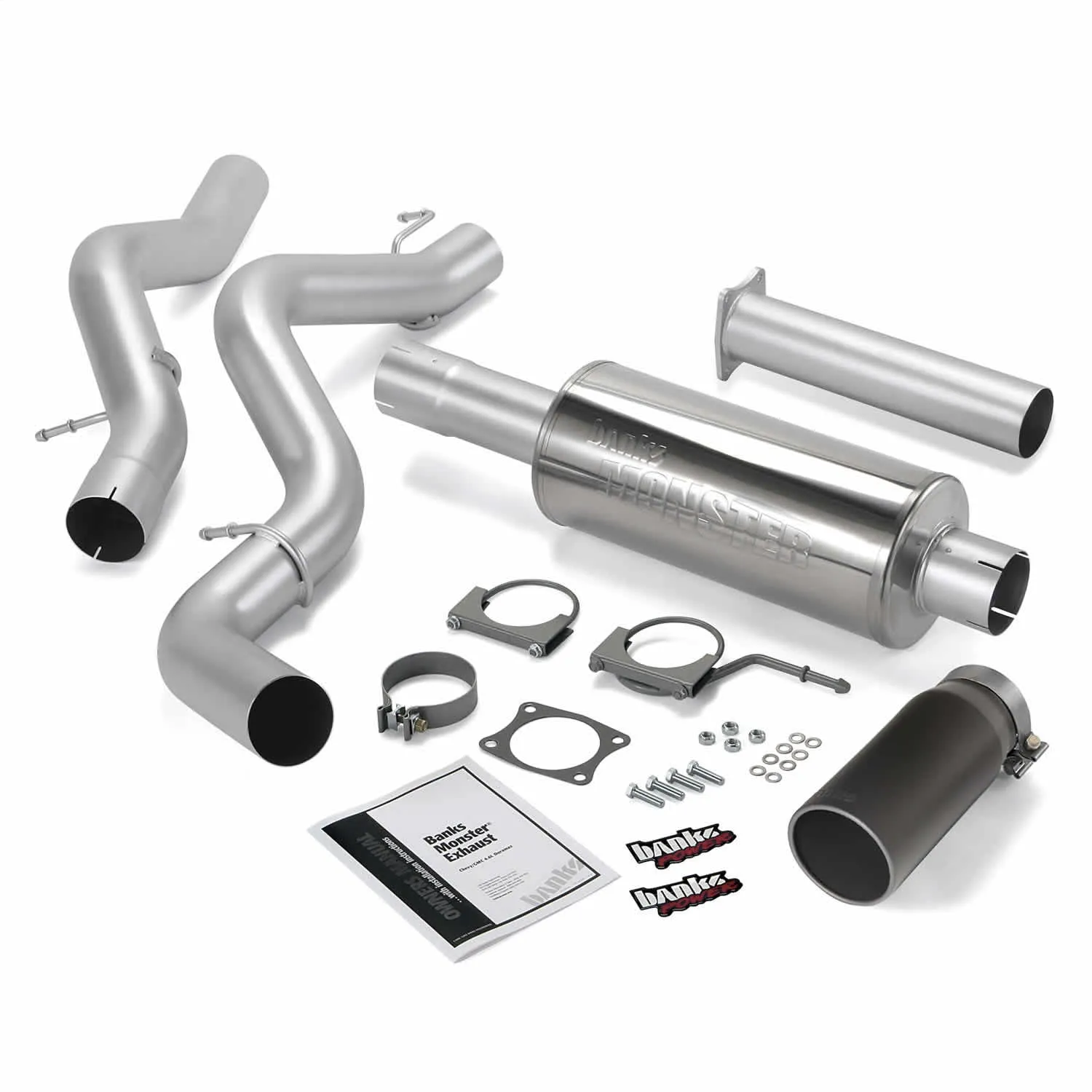 Banks Power 48634-B Monster Exhaust System; S/S-Black Tip-2002-05 Chevy 6.6L; Ec/Cclb