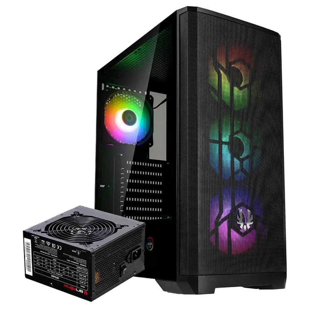 Bitfenix NOVA MESH SE TG RGB Tempered Glass Mid-Tower Case   Power Supply BPA600 80 Plus 600W