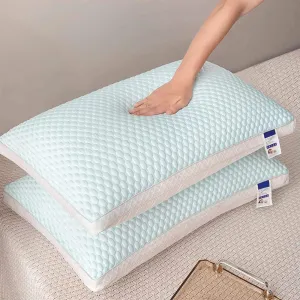 Blue Iced Bean Pillowcase Ice Silk Cooling Summer Air Layer Sandwich Cotton Convex Bean Pillowcase£¬2Pack