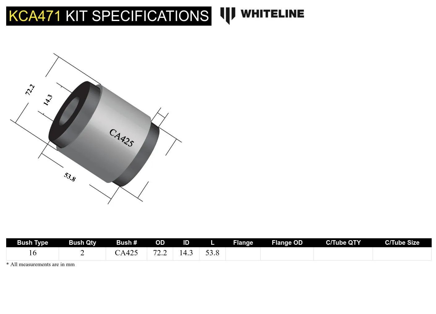 Control Arm - Front Lower Inner Rear Double Offset Bushing - WhiteLine