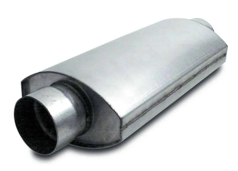 Dynatech Split-Flow Oval Race Muffler - 4" In, Out - 14" Length x 7" Width x 4-1/2" Height