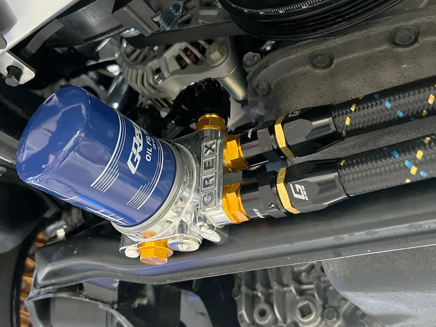 GReddy -16 AN Swivel Hose End(s) - Black / Gold anodized