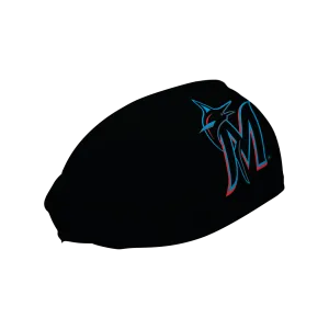 Marlins Cooling Headband: Black Cap Logo